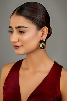 Gold Finish Swarovski Enamelled Hoop Earrings