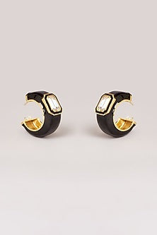 Gold Finish Swarovski Enamelled Hoop Earrings
