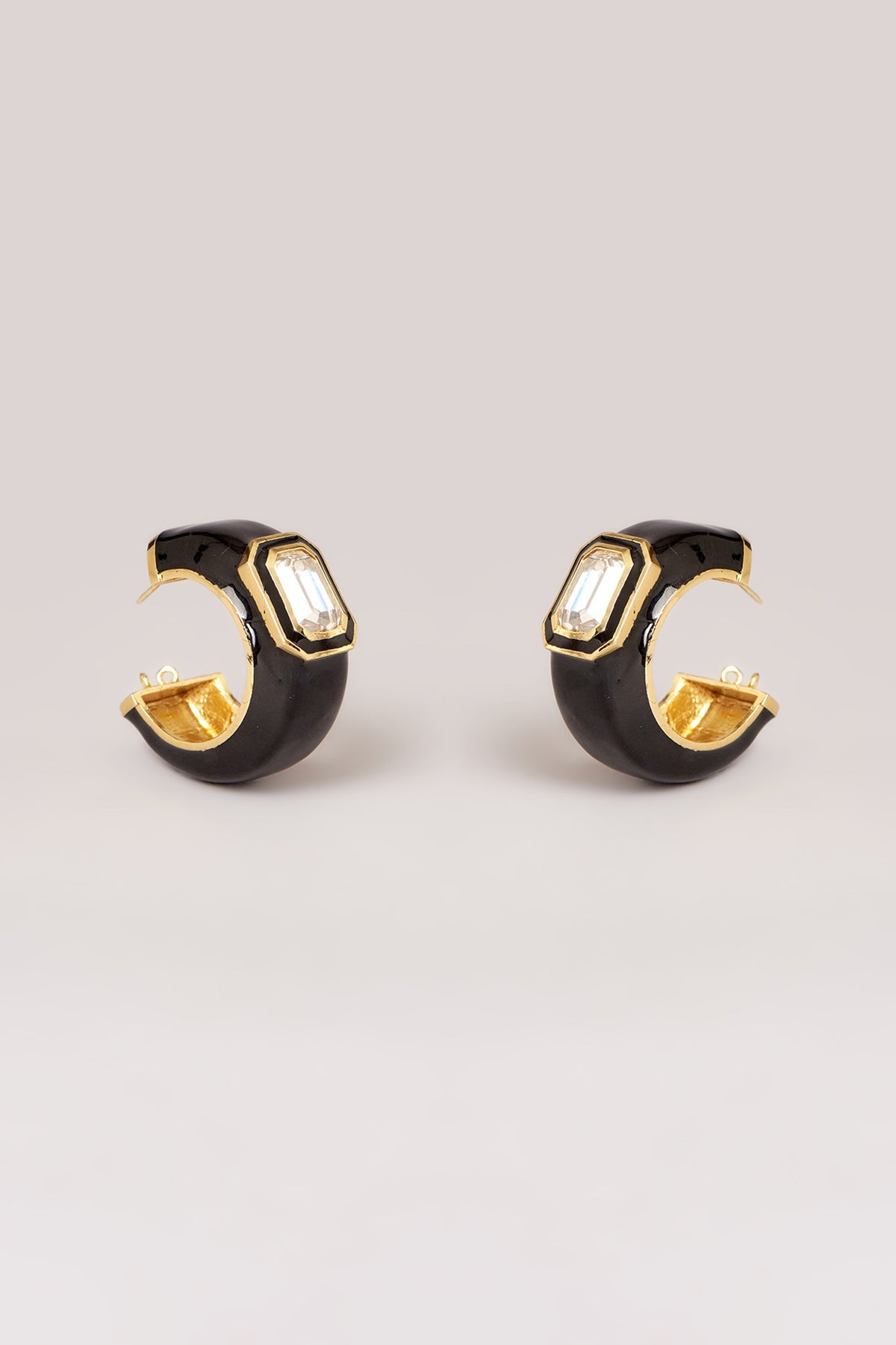 Gold Finish Swarovski Enamelled Hoop Earrings