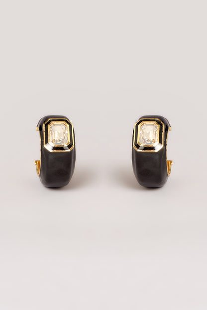 Gold Finish Swarovski Enamelled Hoop Earrings