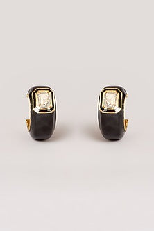 Gold Finish Swarovski Enamelled Hoop Earrings