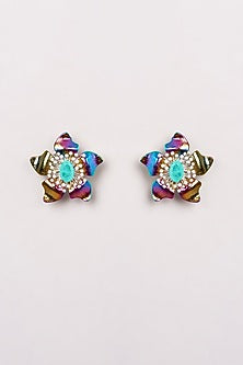 Rose Gold Finish Semi-Precious Stone Stud Earrings