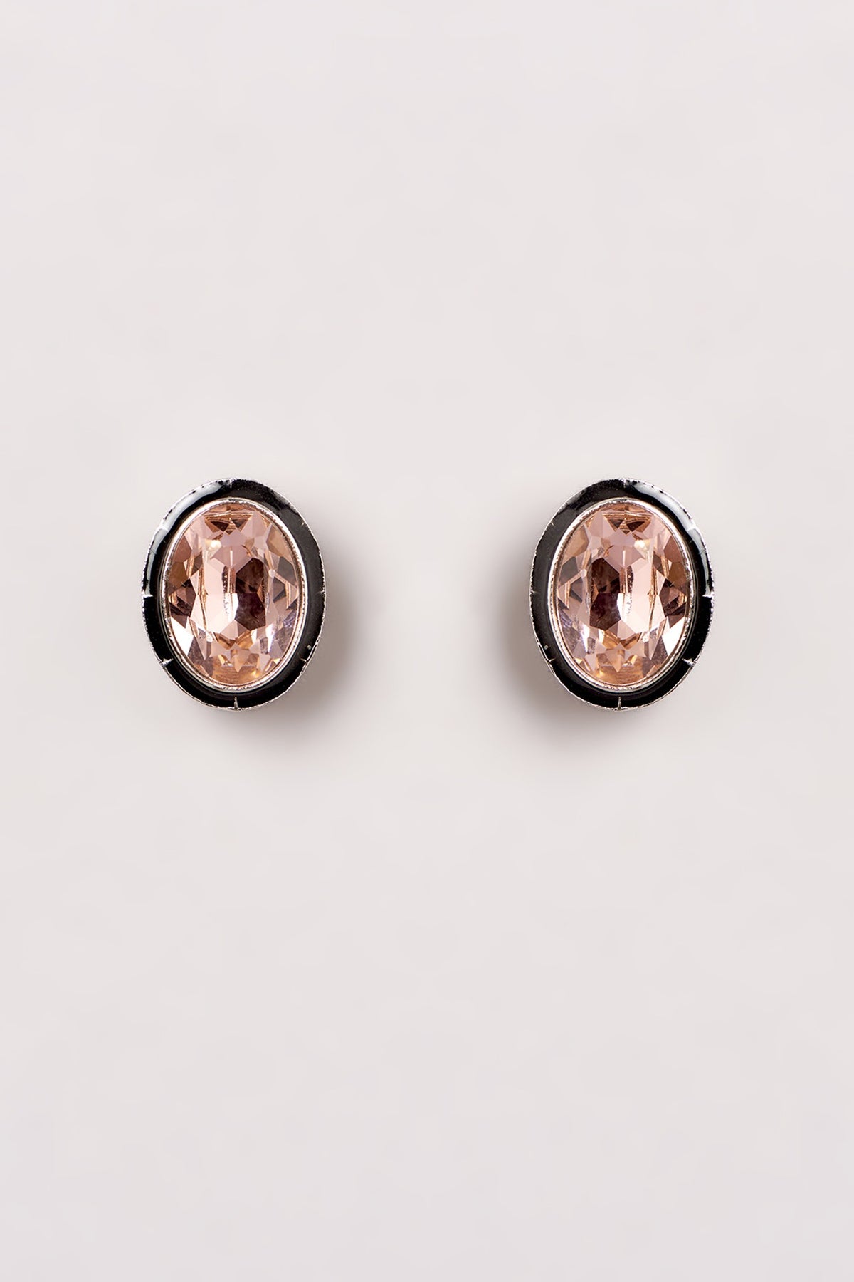 Black Enamelled Brown Swarovski Stud Earrings