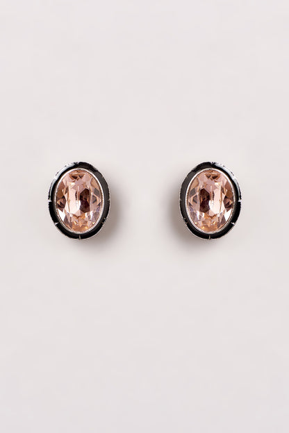 Black Enamelled Brown Swarovski Stud Earrings