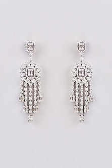 White Finish Zircon Dangler Earrings