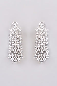 White Finish Zircon Dangler Earrings