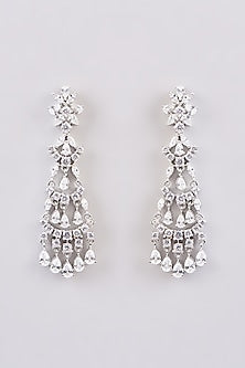White Finish Zircon Dangler Earrings