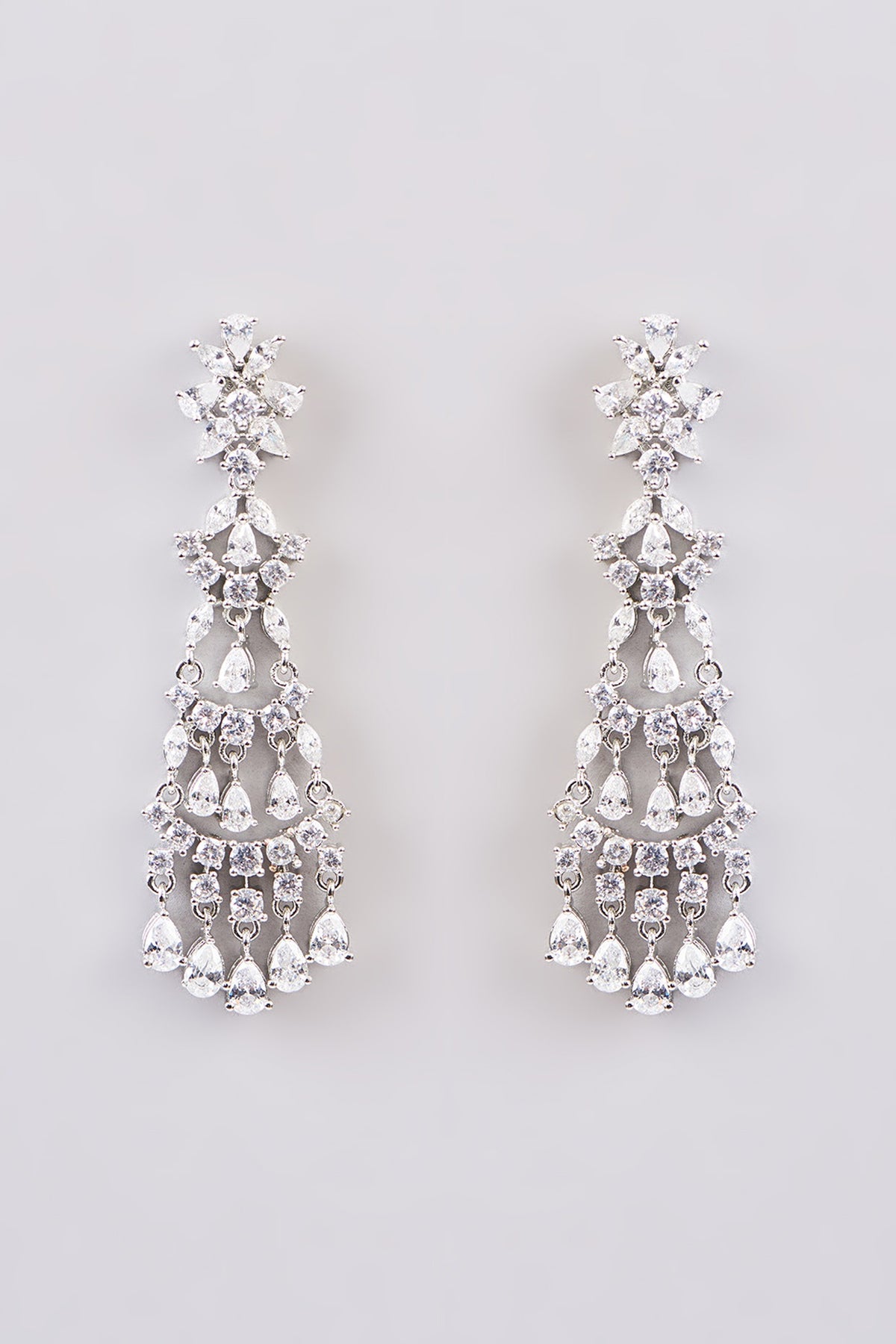 White Finish Zircon Dangler Earrings