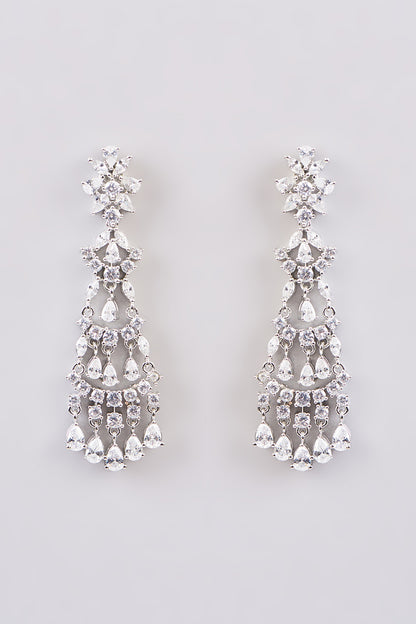 White Finish Zircon Dangler Earrings