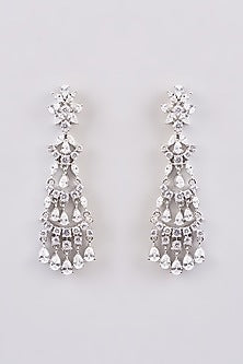 White Finish Zircon Dangler Earrings