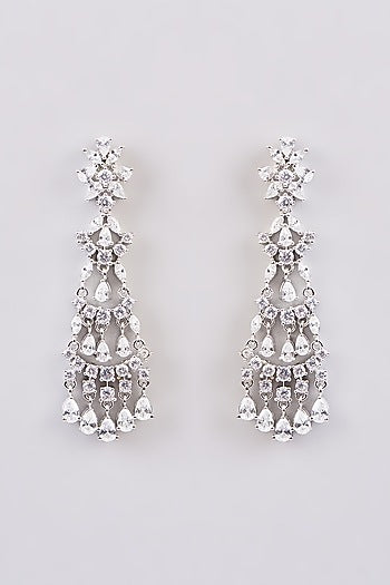 White Finish Zircon Dangler Earrings