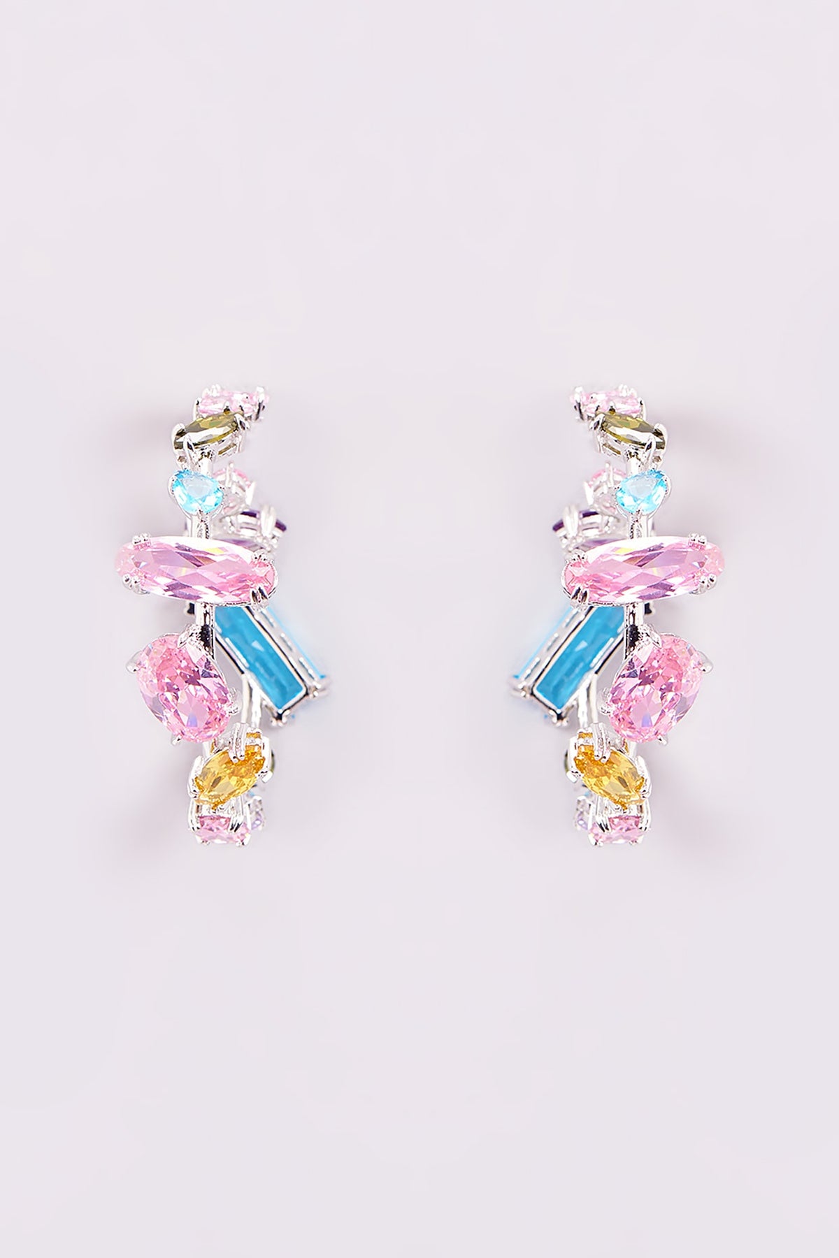 White Finish Swarovski Hoop Earrings