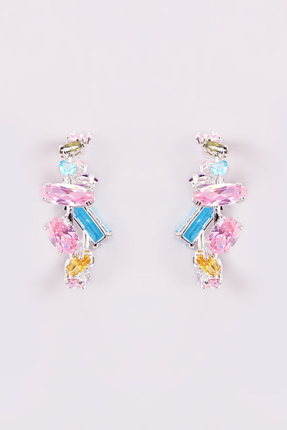 White Finish Swarovski Hoop Earrings