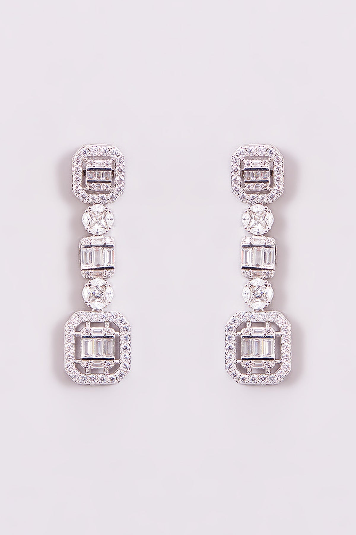 White Finish Zircon Dangler Earrings