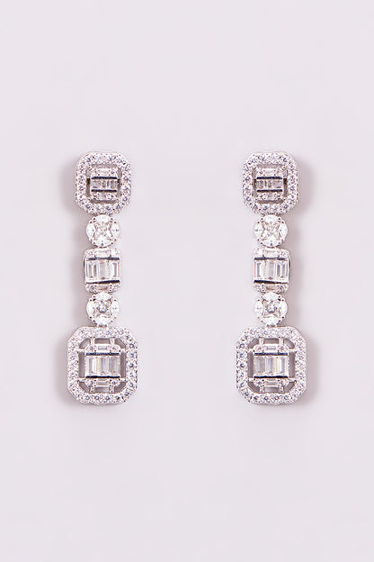 White Finish Zircon Dangler Earrings