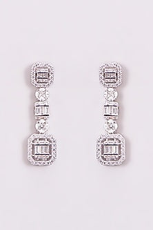 White Finish Zircon Dangler Earrings