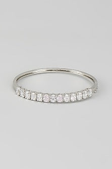 White Finish Zircon & Swarovski Stone Bangle
