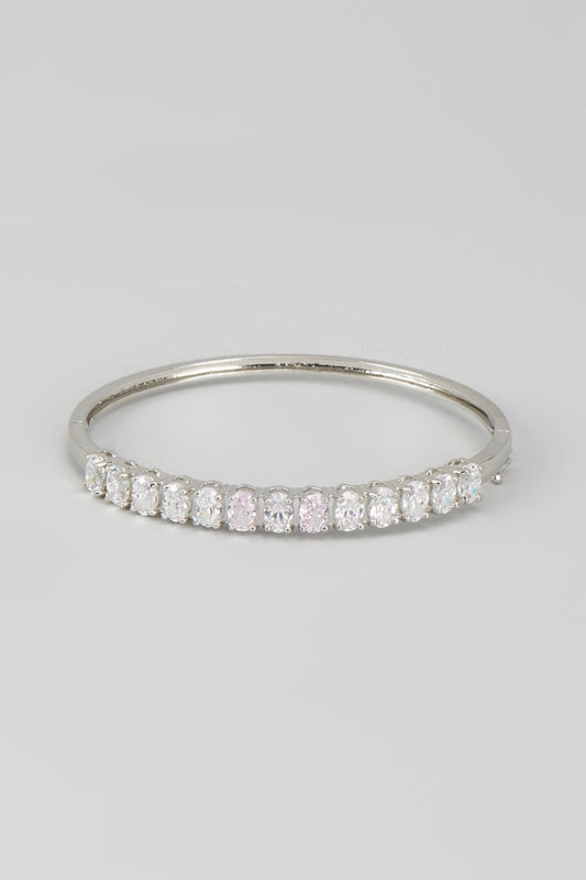 White Finish Zircon & Swarovski Stone Bangle