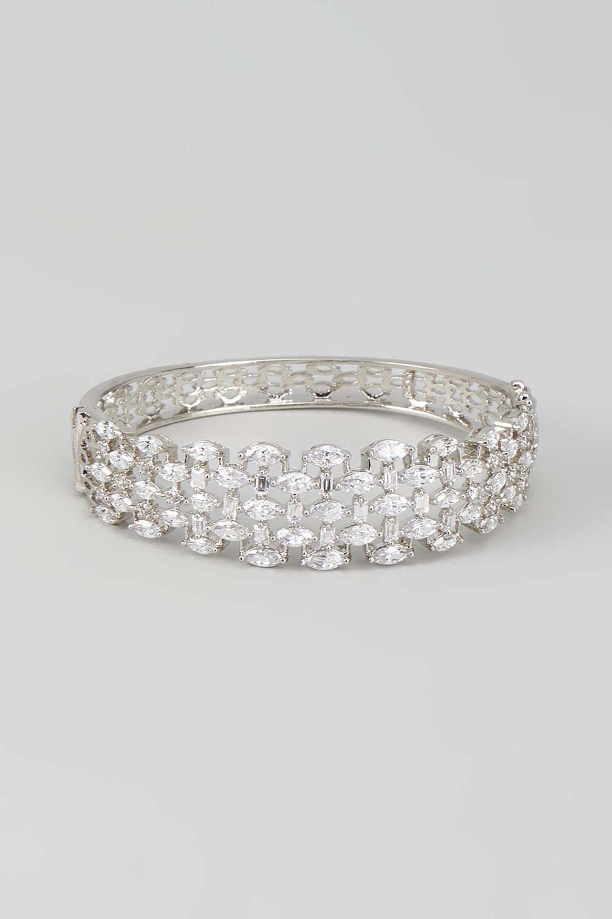 White Finish Zircon & Swarovski Stone Bangle