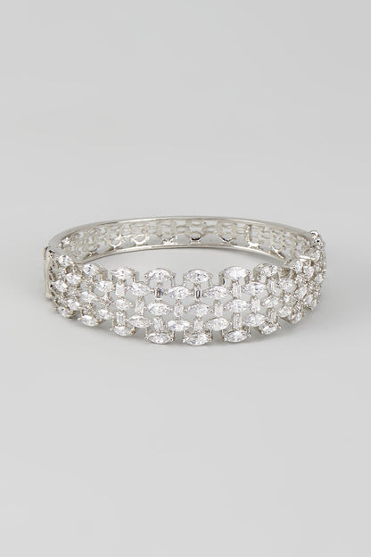 White Finish Zircon & Swarovski Stone Bangle