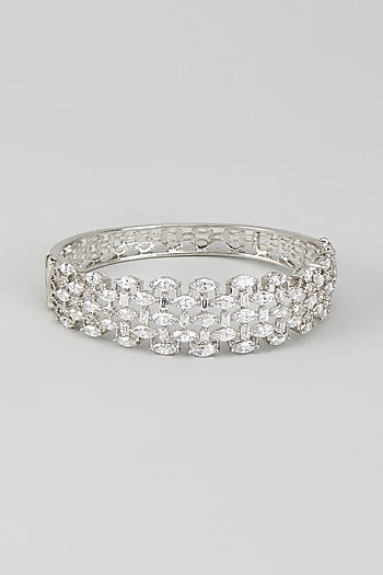 White Finish Zircon & Swarovski Stone Bangle