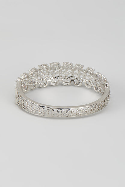 White Finish Zircon & Swarovski Stone Bangle