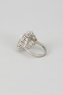 White Finish Pearl & CZ Diamond RIng