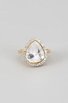 Gold Finish Kundan Polki & CZ Diamond RIng