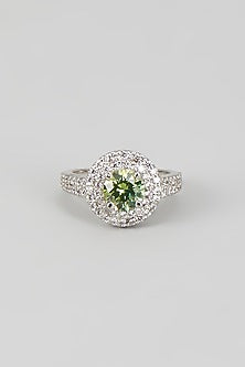 White Finish Zircon & Quartz Stone Ring