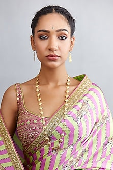 Gold Finish Long Necklace In Sterling Silver