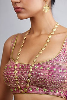 Gold Finish Long Necklace In Sterling Silver