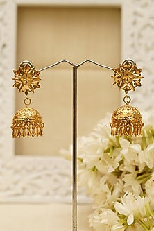 Gold Finish Earrings In Sterling Silver