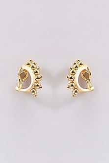 Gold Plated Ruby Stone Hoop Earrings In Sterling Silver