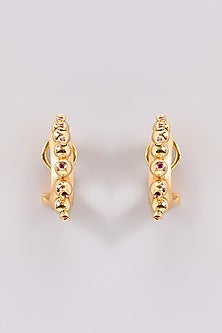 Gold Plated Ruby Stone Hoop Earrings In Sterling Silver