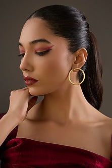 Gold Plated Cubic Zirconia Hoop Earrings In Sterling Silver
