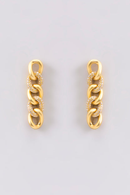 Gold Plated Cubic Zirconia Dangler Earrings In Sterling Silver