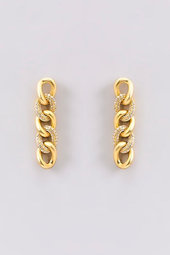 Gold Plated Cubic Zirconia Dangler Earrings In Sterling Silver