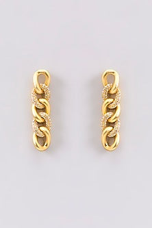 Gold Plated Cubic Zirconia Dangler Earrings In Sterling Silver