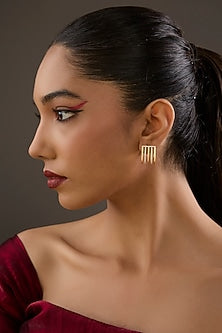 Gold Plated CZ Stone Hoop Earrings In Sterling Silver