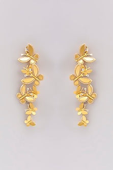 Gold Plated Cubic Zirconia Butterfly Dangler Earrings In Sterling Silver