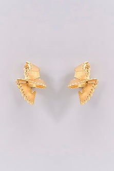 Gold Plated Cubic Zirconia Stud Earrings In Sterling Silver