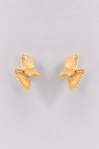 Gold Plated Cubic Zirconia Stud Earrings In Sterling Silver