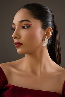Gold Plated CZ Stone Stud Earrings In Sterling Silver