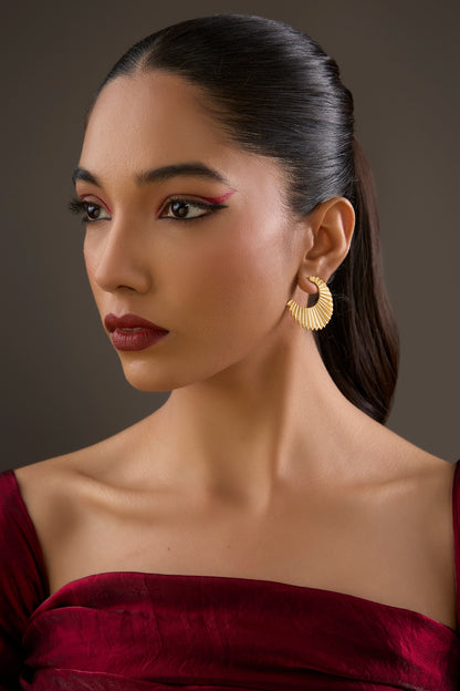 Gold Plated White Synthetic Stone Stud Earrings In Sterling Silver