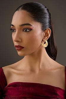 Gold Plated White Synthetic Stone Stud Earrings In Sterling Silver