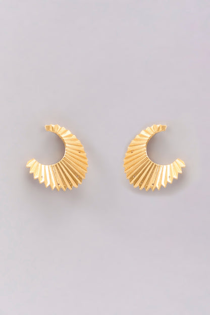 Gold Plated White Synthetic Stone Stud Earrings In Sterling Silver