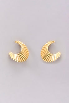Gold Plated White Synthetic Stone Stud Earrings In Sterling Silver
