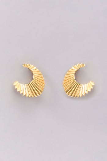 Gold Plated White Synthetic Stone Stud Earrings In Sterling Silver