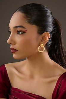 Gold Plated Cubic Zirconia Dangler Earrings In Sterling Silver