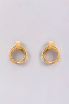 Gold Plated Cubic Zirconia Dangler Earrings In Sterling Silver